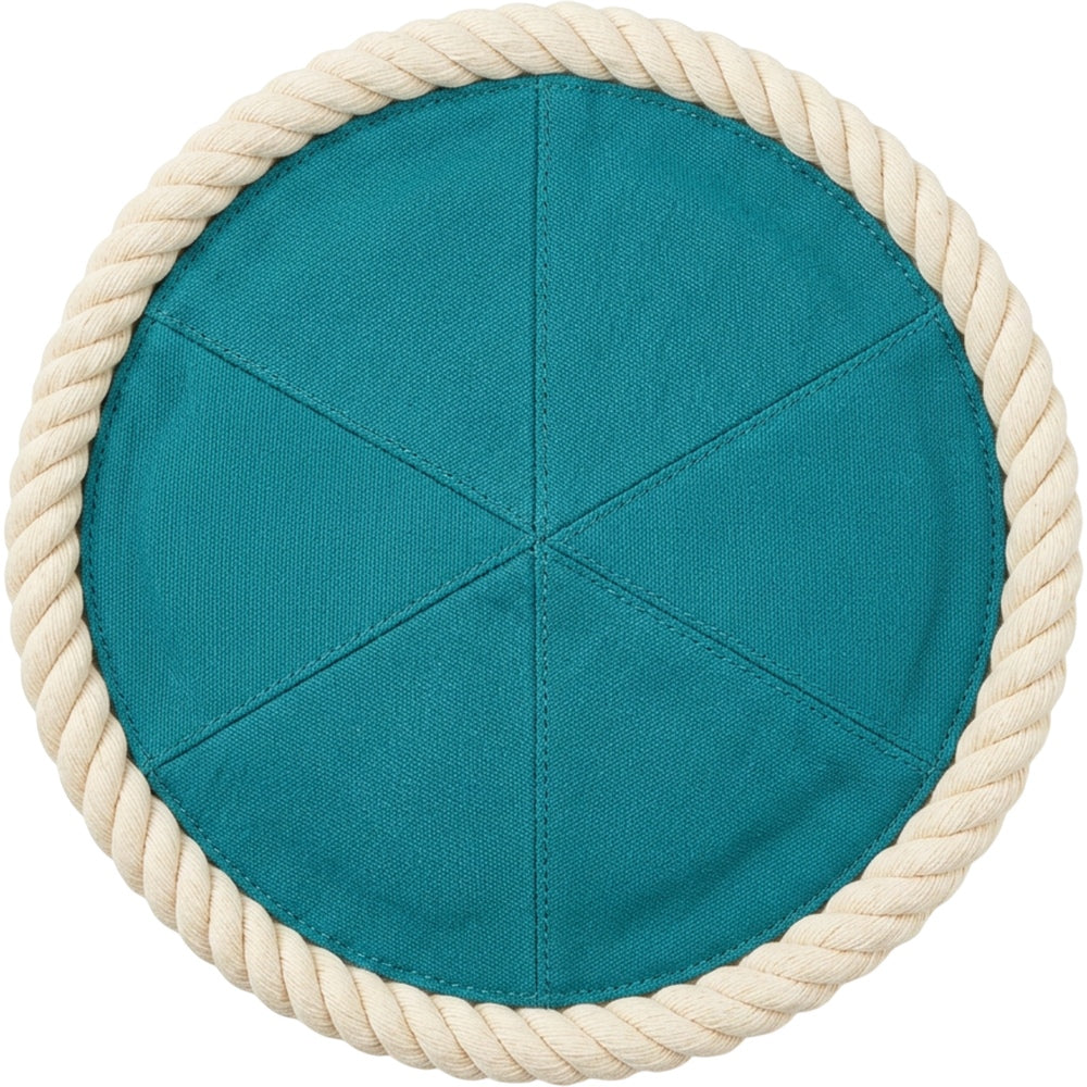 Qurba Cotton Rope Flying Disc with Canvas Center Teal Natural 28 cm - Product view