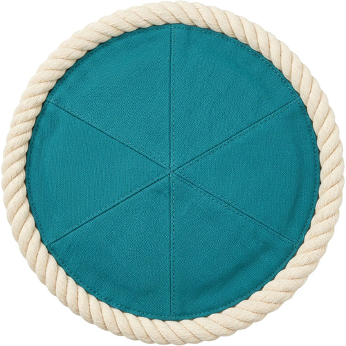 Qurba Cotton Rope Flying Disc with Canvas Center Teal Natural 28 cm - Product view