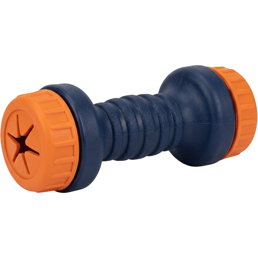 Qurba TPR Treat-Dispensing Dumbbell Navy Orange 18 cm - Product view